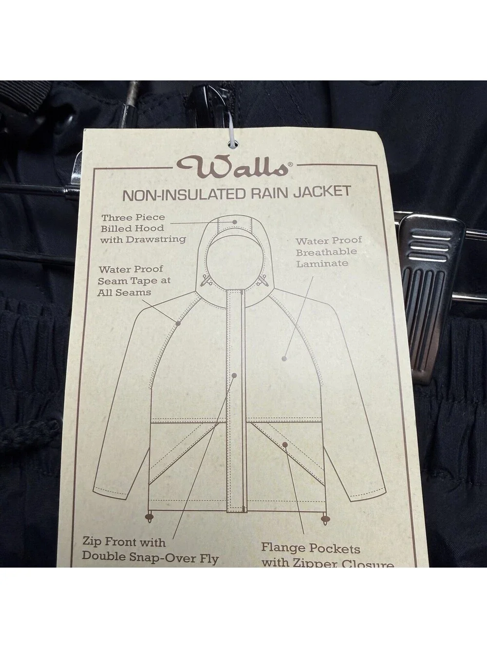 Walls Jacket & Pants Rain Suit Sz L Black Non-insulated Waterproof Breathable